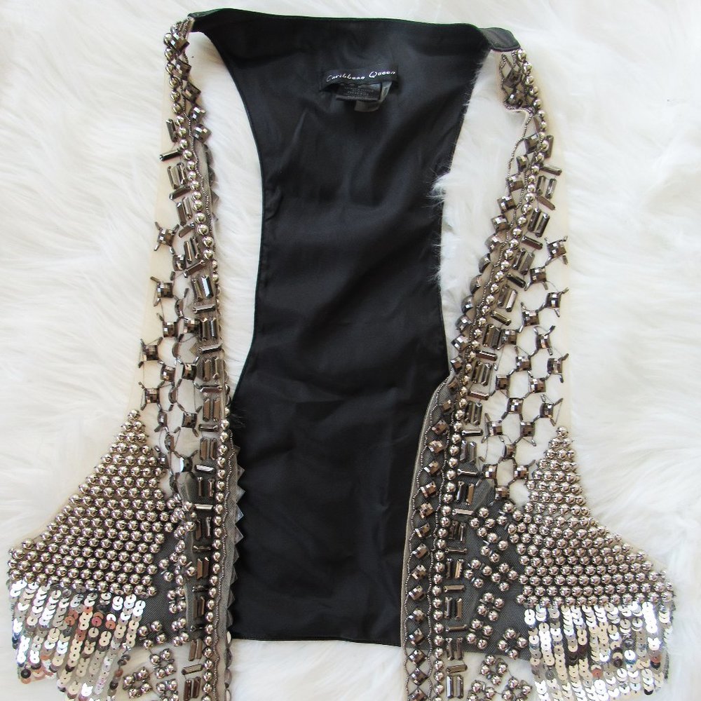 Beaded and studded vest